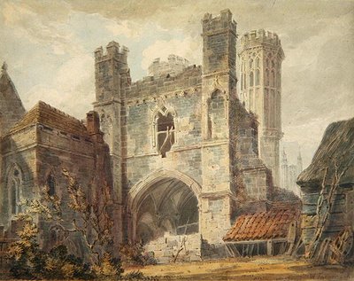 Veduta di una casa di campagna in rovina, 1853-84 da English School